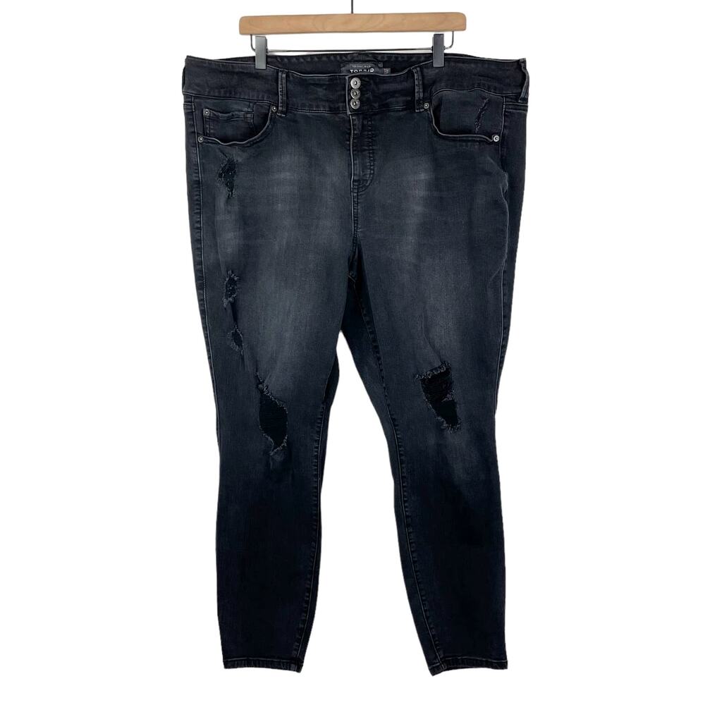 Torrid | Women's 24 TALL Black Wash Distressed Jegging Skinny Jeans
